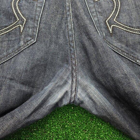 Rock & Republic Jeans Mens 33x34 Blue Denim Straight Leg Dark Wash Button Fly - Picture 12 of 14